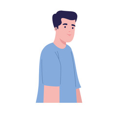 man with blue tshirt