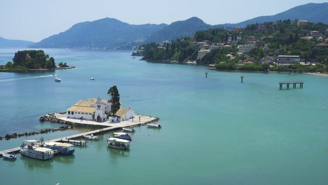Vlacherna Monastery Kanoni and Mouse islands, Corfu, Greece