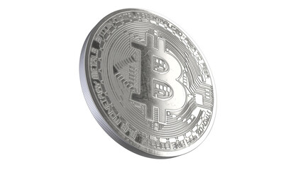 3D rendered illustration of Silver Bitcoin isolated on white
