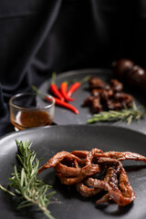 deep fried meat with vegetable decoration