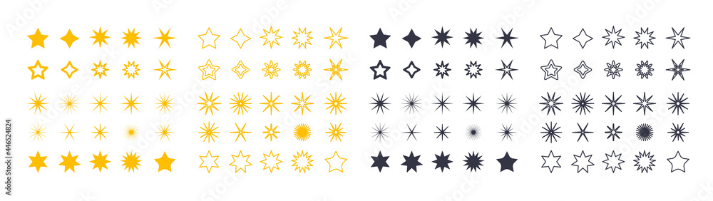 Poster star vector collection - set of stars in various shapes on white background. graphical and design el