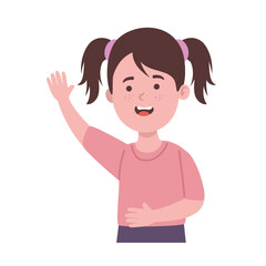 Fototapeta premium cute girl with the hand up