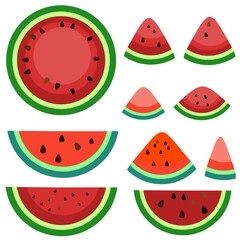 Watermelon pieces set collection svg vector illustration