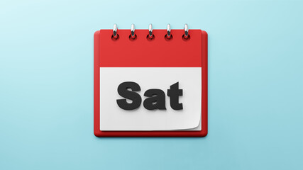 SAT Saturday on  paper desk  calendar  3d rendering
