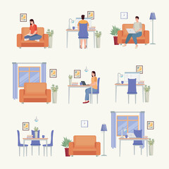 icons for people working at home