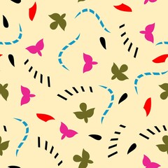 All over design. Pattern of Small Motifs. Print block for fabric, apparel textile, wrapping paper. Minimal oriental vector graphic