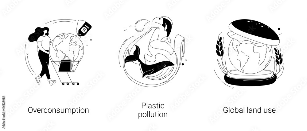 Poster global pollution problem abstract concept vector illustrations.