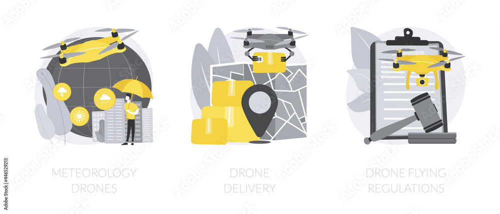 Poster autonomous aircraft use abstract concept vector illustrations.