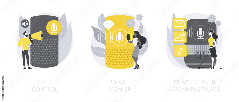 Aufkleber speech recognition technology abstract concept vector illustrations.