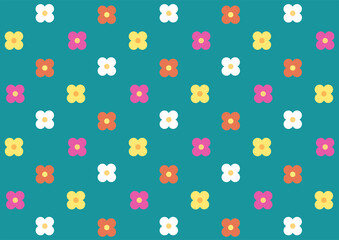 背景　レトロ花柄　緑