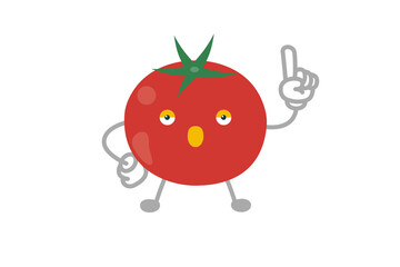 指差しするシンプルでかわいいトマトのキャラクターのベクターイラスト