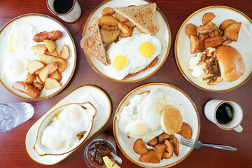 Flatlay photo of breakfast foods