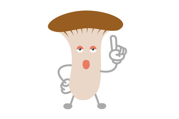 指差しするシンプルでかわいいキノコのキャラクターのベクターイラスト