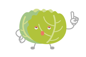 指差しするシンプルでかわいいキャベツのキャラクターのベクターイラスト