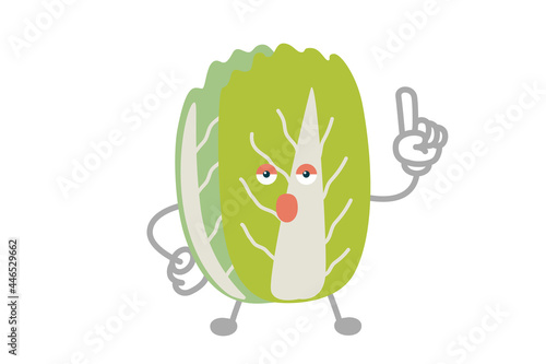 指差しするシンプルでかわいい白菜のキャラクターのベクターイラスト Alimentation Wall Mural Alimentati Studio Uguisu