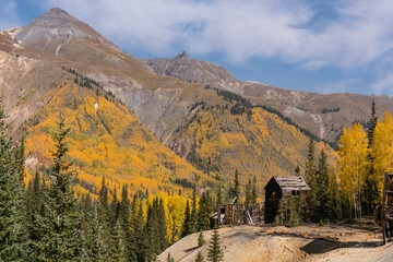 Ruins of the old Yankee Girl mine in the San Juan Mountains of Colorado