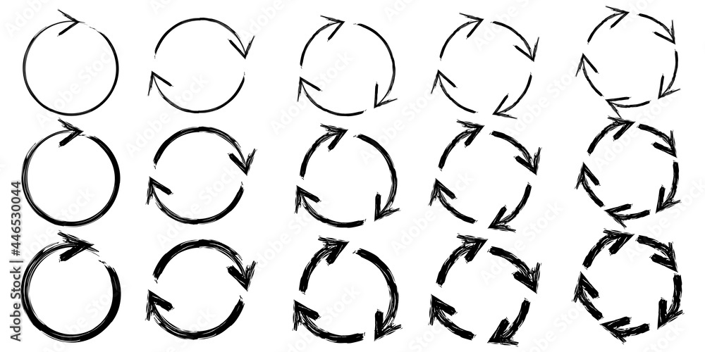 Poster arrow circles. cursor arrow icon set. arrow icon collection. vector illustration. stock image.