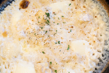 美味しそうなチーズリゾットの写真
