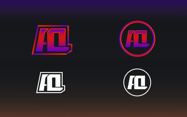 AQ letter logo with gaming style and contemporary colors
