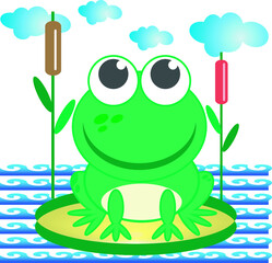 Happy baby frog vector illustration