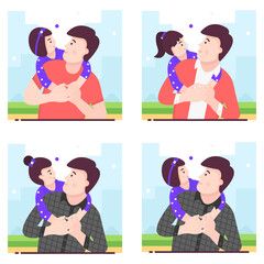 Father and daughter illustration