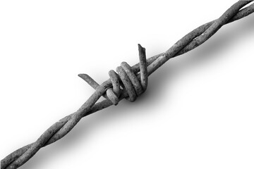 Rusty Barb Wire - B&W, soft shadow, high contrast, texture, detailed, macro