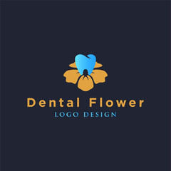 Dental flower logo design premium