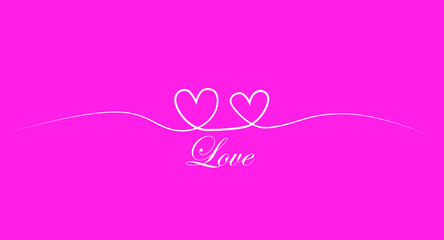 Pink background with continuous line love sign