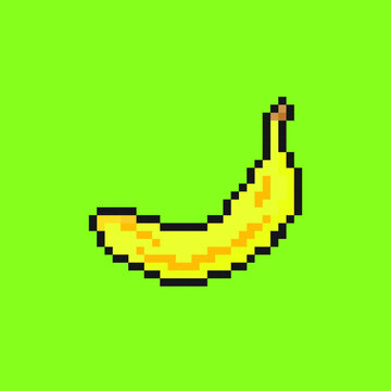 A Banana With Pixel Art Style