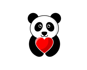 Cute panda holding a love shape