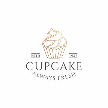 Cupcake logo design template vector premium, bake shop, bakery logo, bread fresh, bake house