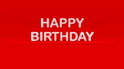 happy birthday text on red background 3D illustration design