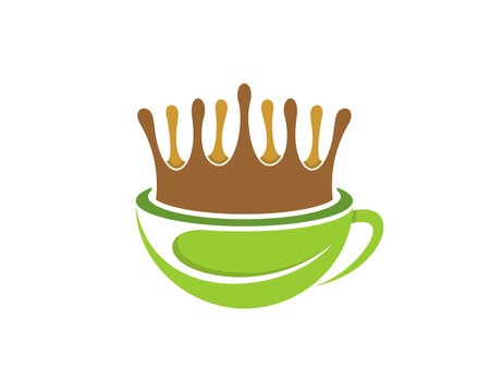 Tea cup with nature leaf logo