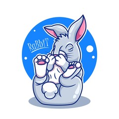 cute rabbit posing vector illustration