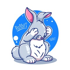 cute rabbit stressed vector illustration