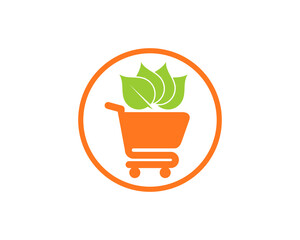 Nature leaf on the shopping cart logo