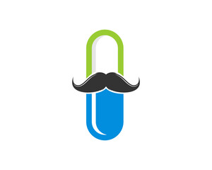 Medical capsule with mustache logo