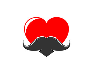 Love with mustache vector illustration logo - obrazy, fototapety, plakaty