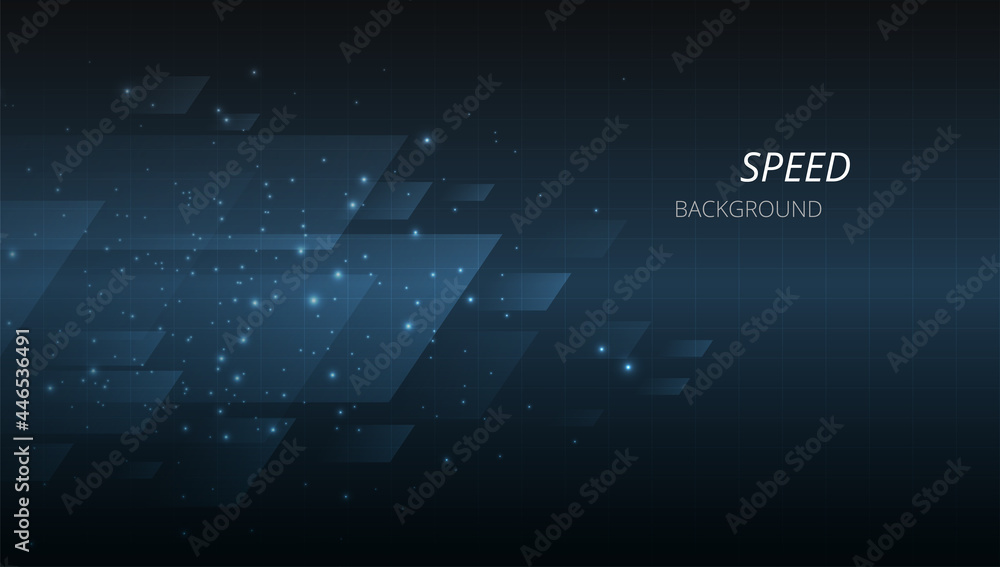 Leinwandbilder high speed movement background concept.lights and square shape moving fast over dark blue background