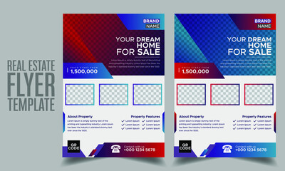Real estate Flyer template design with two color variation 
