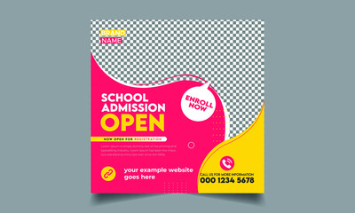 School admission social media post template desgin