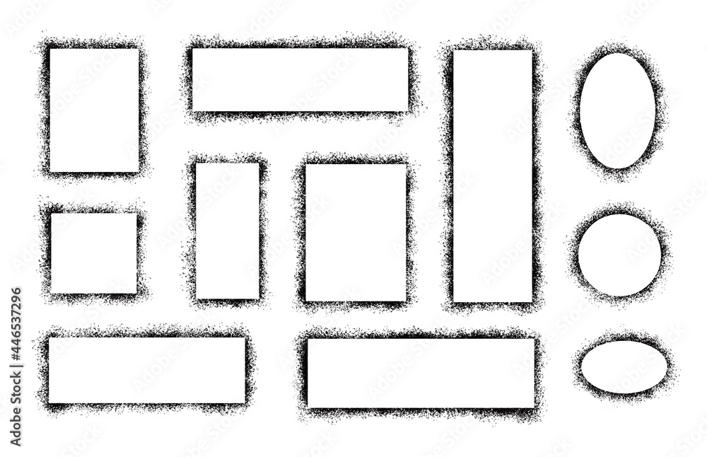 Aufkleber stencil spray paint frame set. grunge graffiti style black frame. isolated vector illustration with 