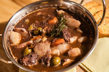 Thailand food clouse up in an aluminum pot