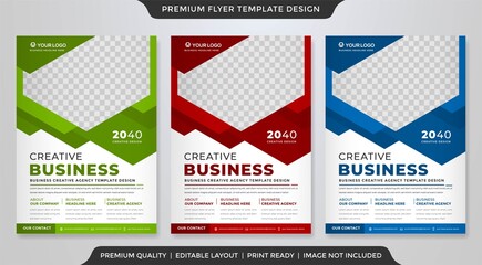 set of a4 business flyer template with modern style and minimalist concept