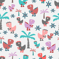 Cute Dinosaurs Pinks on Light