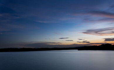 Fototapeta premium Cloudy Weather with Sunrise | Horizon lake | The Shadow Of The Clouds On The Water | Brighter Colours | No People Japan lake