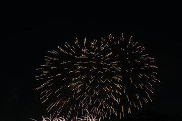 Fireworks on Black background in japan summer season