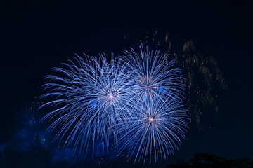 Fireworks on Black background in japan summer season