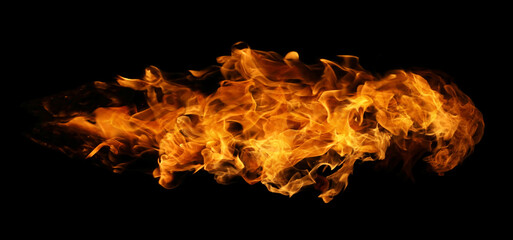 Fire and burning flame torch isolated on black background for graphic design usage