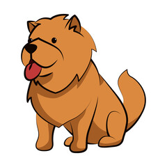 chow chow dog cute cartoon flat design